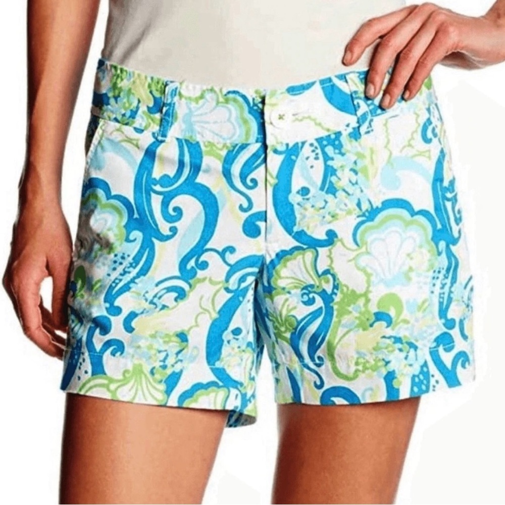 Lilly Pulitzer Resort White Crystal Coast Mini Callahan Shorts Size 00 EUC